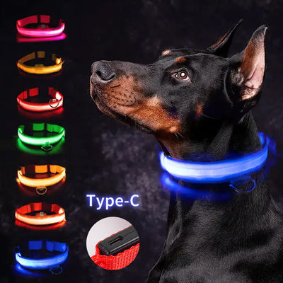 LED 犬の襟 防水 調整可能な USB Type-C リチャージ 固体パターン 閃光灯