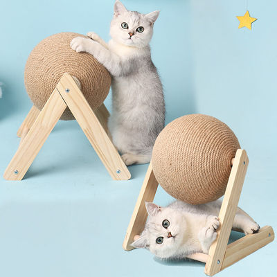 木製の猫のガラスのおもちゃ シサルロープボールボード 粉砕足のおもちゃ 猫とペットの家具用品