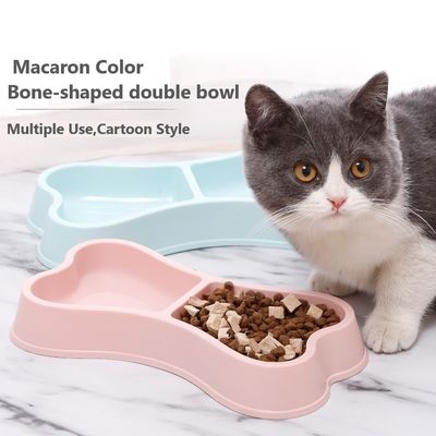ペット用鉢 持続可能 マカロンの色 骨形 犬と猫のためのダブルフードボウル