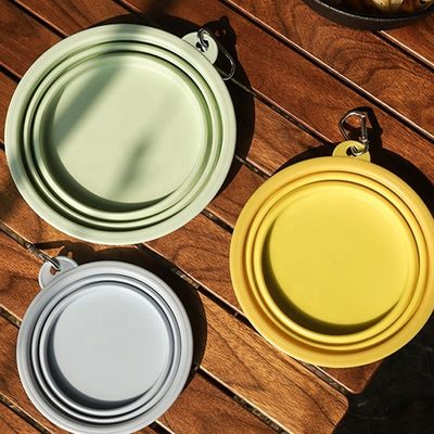 折りたたむ 旅行 ペット 給水 ボウル 給食器 タイプ カップ パイル マカロン カラー シリコン 犬
