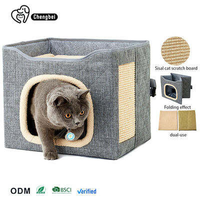 ダブルレイヤー 猫の巣 キューブ ペット 暖かい 寝床 折りたたみ 猫の家 犬 猫 小さな動物